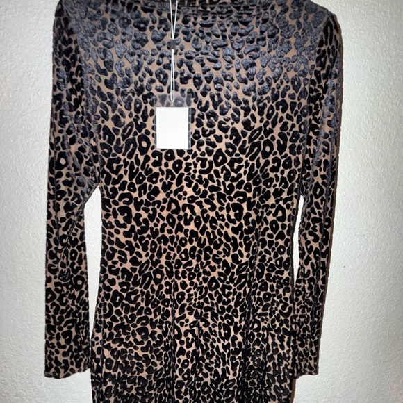 NEW WITH TAGS NAKED WARDROBE  Burnout Print Mini Dress Leopard Nude SIZE XL LP - Picture 5 of 7